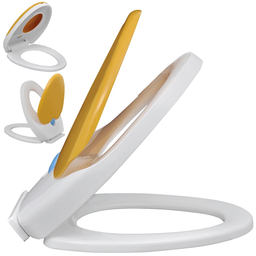 141766 White & Yellow Soft-close Toilet Seat Adults/Children