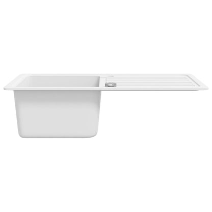 Granite Kitchen Sink Single Basin with Drainer Reversible White