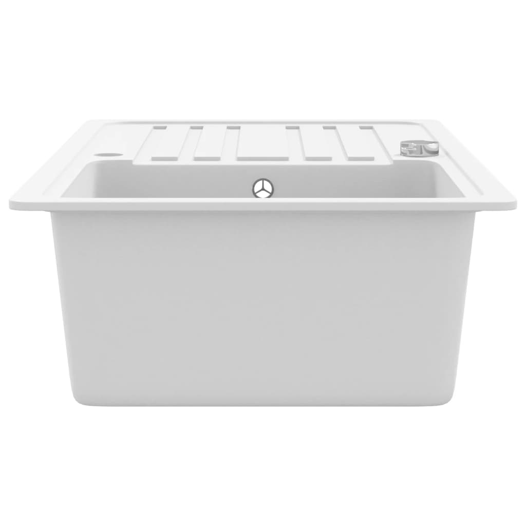 Granite Kitchen Sink Single Basin with Drainer Reversible White