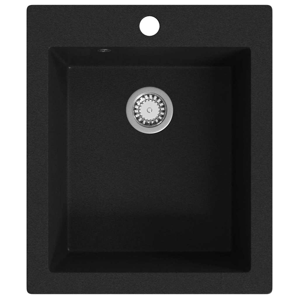 vidaXL Overmount Kitchen Sink Single Basin Granite Black