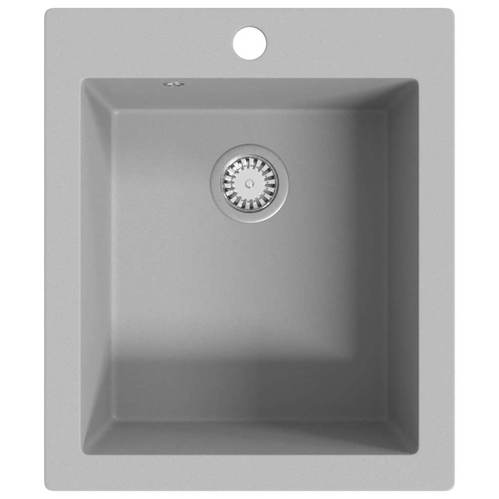 141673 vidaXL Overmount Kitchen Sink Single Basin Granite Grey
