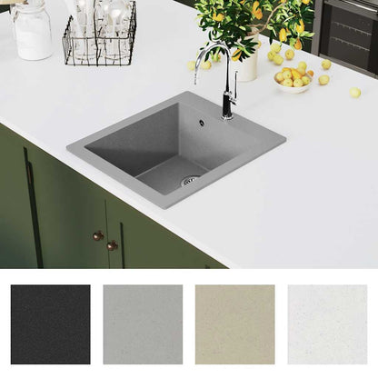 vidaXL Overmount Kitchen Sink Single Basin Granite Grey
