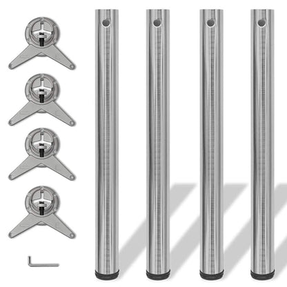vidaXL Table Leg | Set of 4 | Brushed Nickel | Iron | 4 Pack | Height-Adjustable