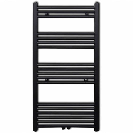 Black Bathroom Central Heating Towel Rail Radiator Straight 600x1160mm