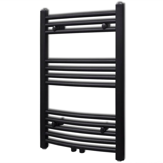 vidaXL Bathroom Heating Towel Rail Radiator Curve 500x764 mm Black