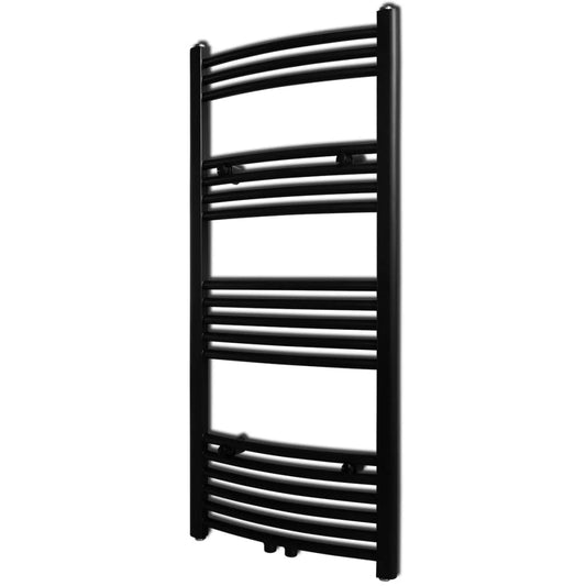 Black Bathroom Central Heating Towel Rail Radiator Curve 500 x 1160 mm