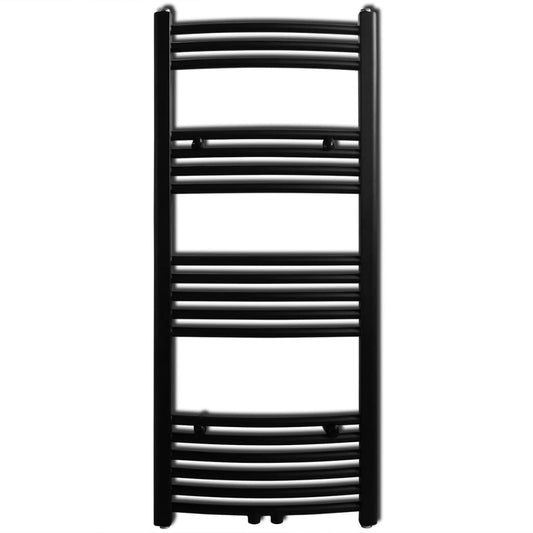 Black Bathroom Central Heating Towel Rail Radiator Curve 500x1160mm