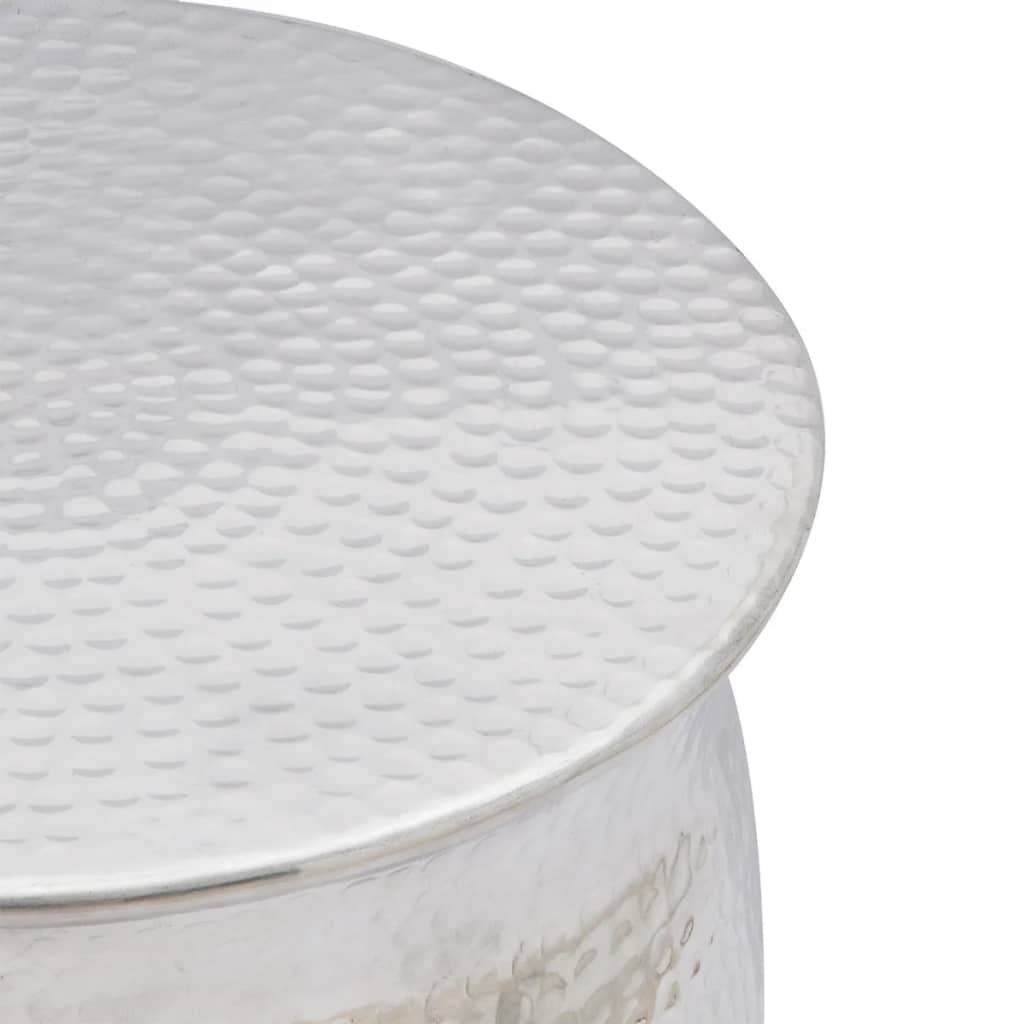 vidaXL Hammered Aluminium Stool/Side Table Silver