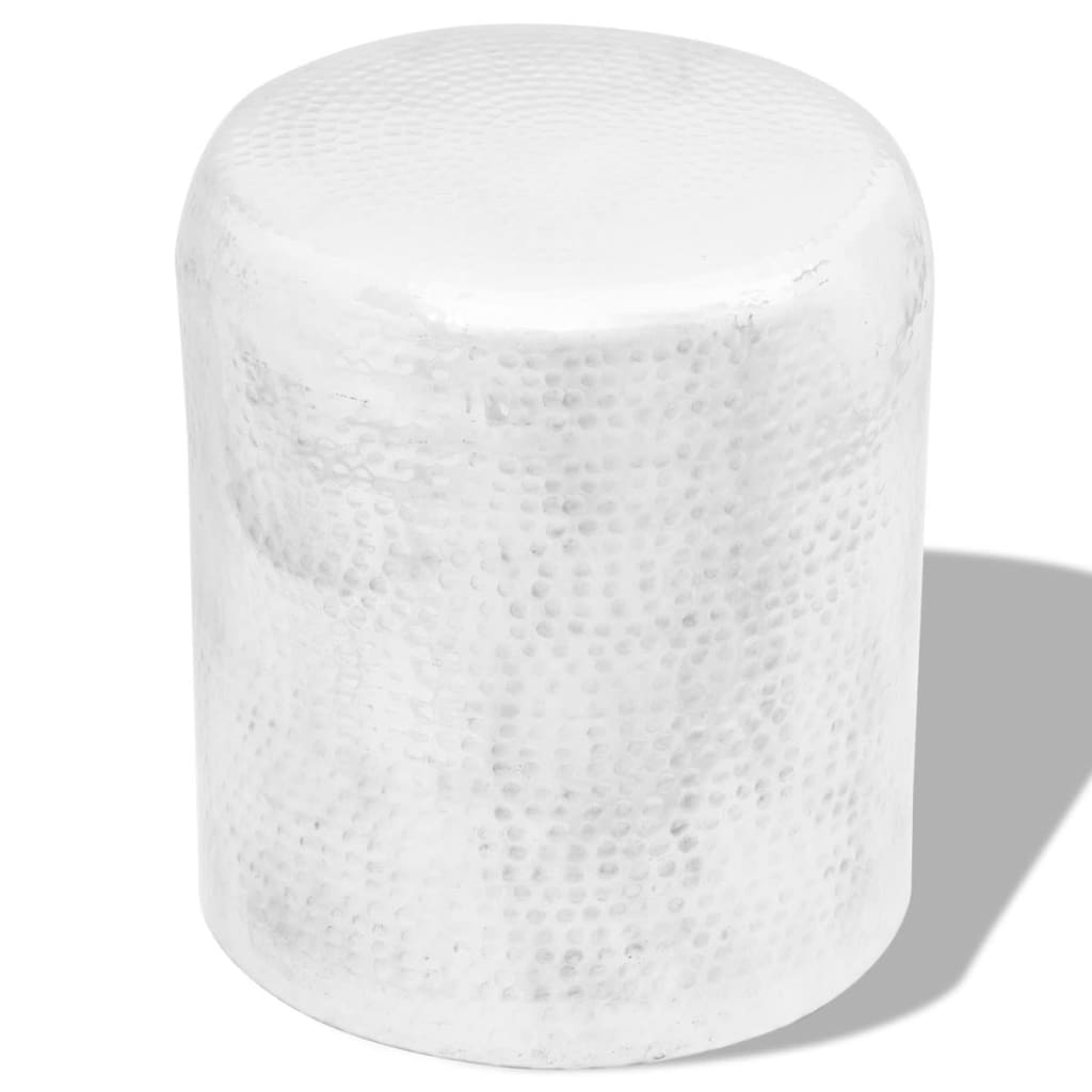 vidaXL Hammered Aluminium Stool/Side Table Silver