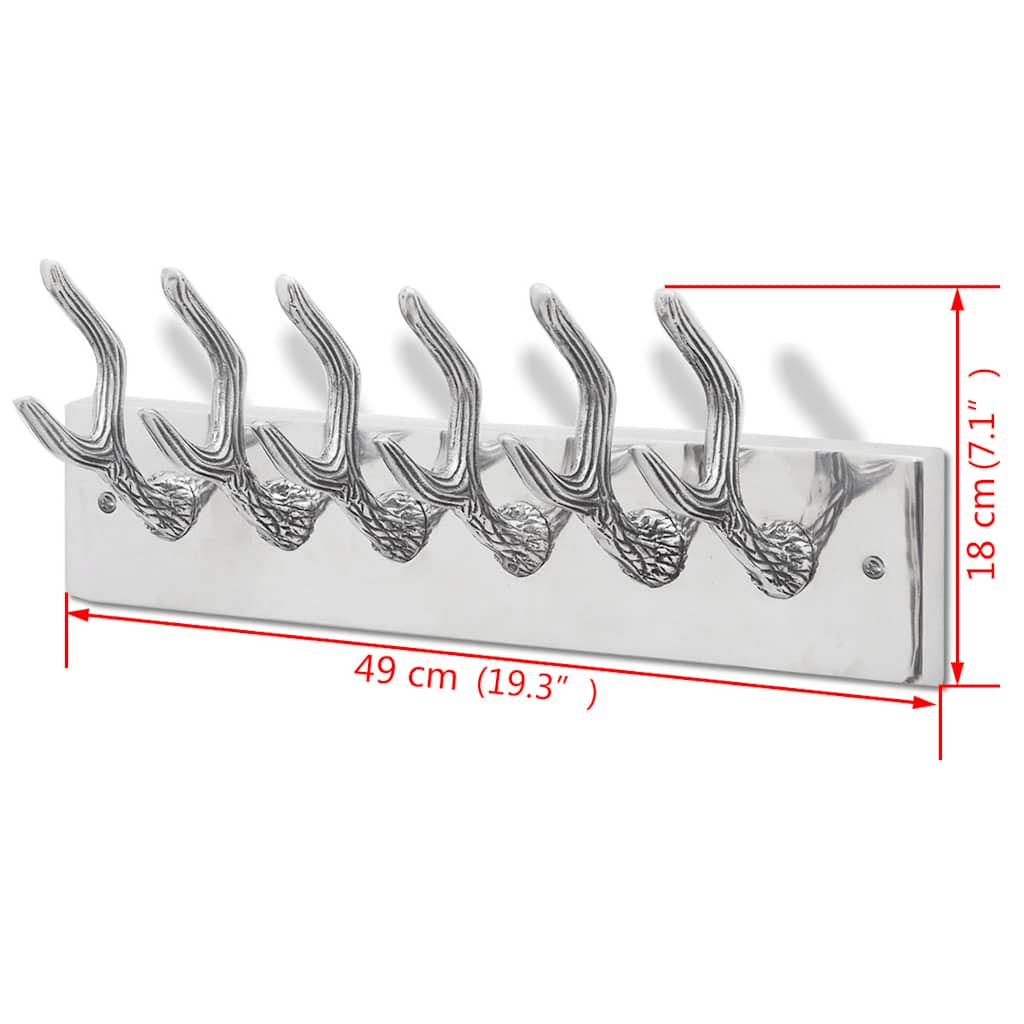 vidaXL Aluminium Wardrobe Hook Coat Rack Hat/Tie Hanger Silver