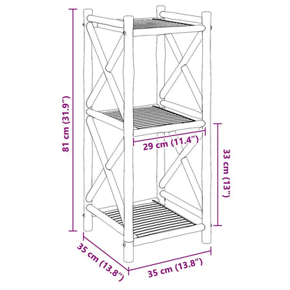 vidaXL 3-Tier Square Bamboo Shelf