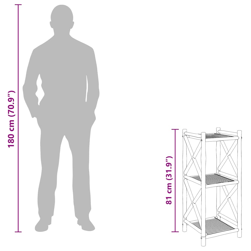 vidaXL 3-Tier Square Bamboo Shelf
