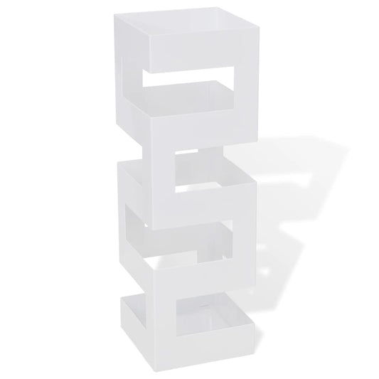 242470 White Square Umbrella Stand Storage Holder Walking Stick Steel 48,5 cm