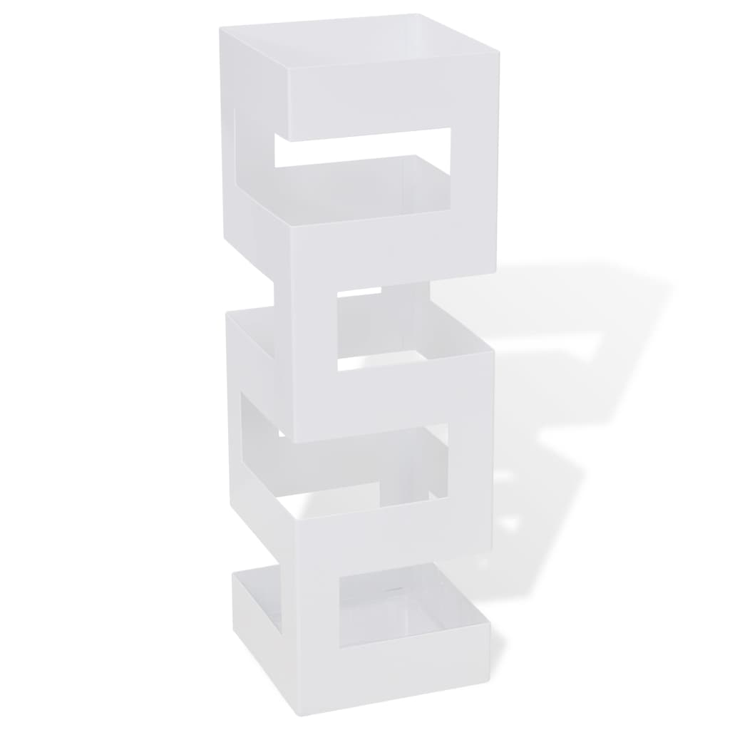vidaXL Umbrella Stand | White | Powder-coated steel | 48.5 cm tall