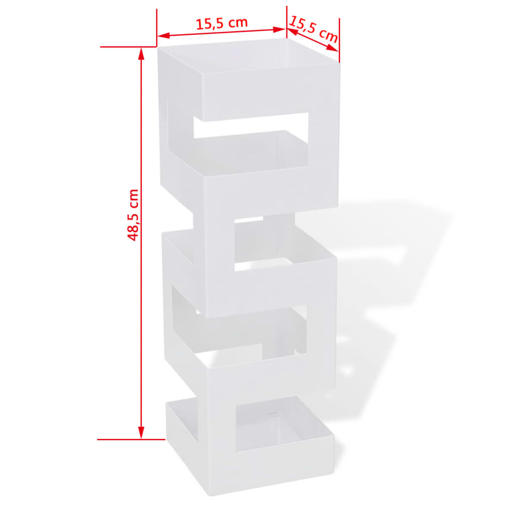 vidaXL Umbrella Stand | White | Powder-coated steel | 48.5 cm tall