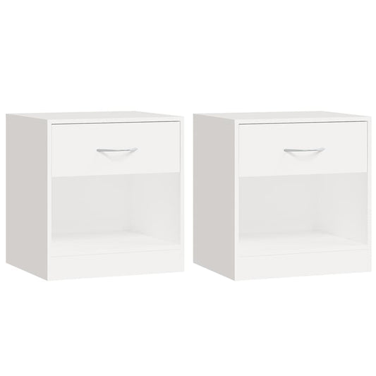 vidaXL Nightstand 2 pcs with Drawer White