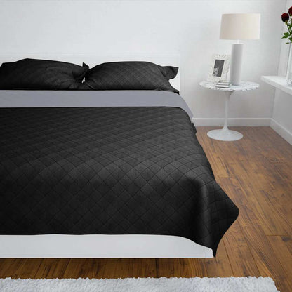 130883 Double-sided Quilted Bedspread Black/Grey 170 x 210 cm