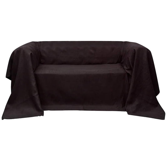 130892 Micro-suede Couch Slipcover Brown 140 x 210 cm