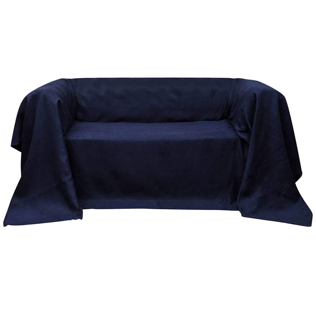 vidaXL Micro-suede Couch Slipcover Navy Blue 140 x 210 cm