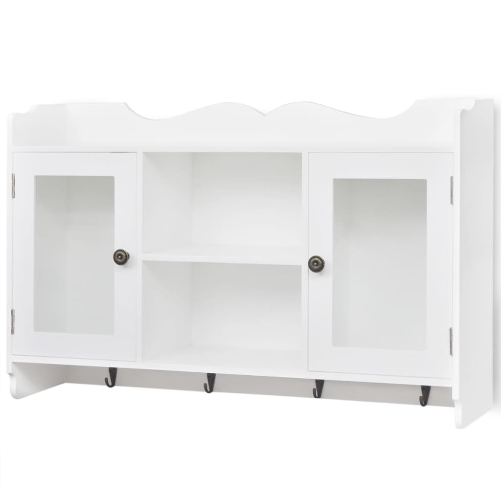 242435 White MDF Wall Cabinet Display Shelf Book/DVD/Glass Storage