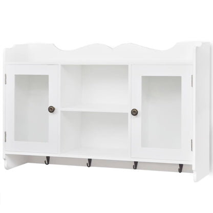 242435 White MDF Wall Cabinet Display Shelf Book/DVD/Glass Storage