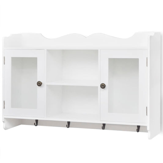 242435 White MDF Wall Cabinet Display Shelf Book/DVD/Glass Storage