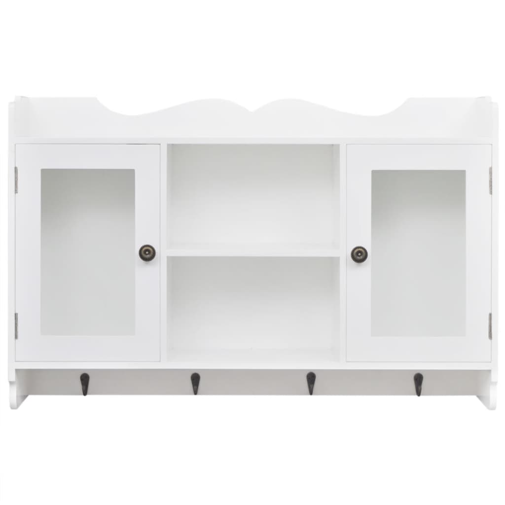 242435 White MDF Wall Cabinet Display Shelf Book/DVD/Glass Storage