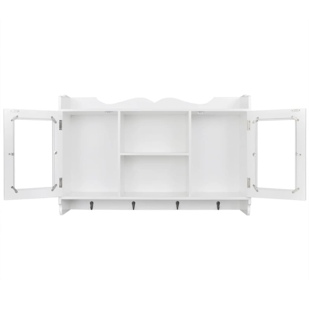 242435 White MDF Wall Cabinet Display Shelf Book/DVD/Glass Storage