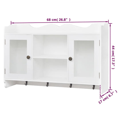 242435 White MDF Wall Cabinet Display Shelf Book/DVD/Glass Storage