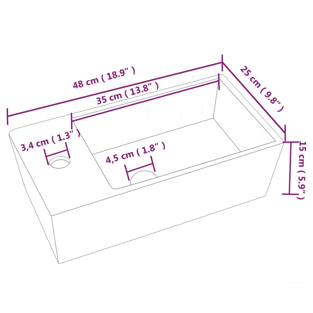 vidaXL Sink Basin Faucet Ceramic Square(not for individual sales / blocked all in blockcades)