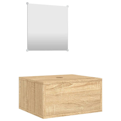 vidaXL Bathroom Furniture Set | Oak | Engineered wood, Glass | Small