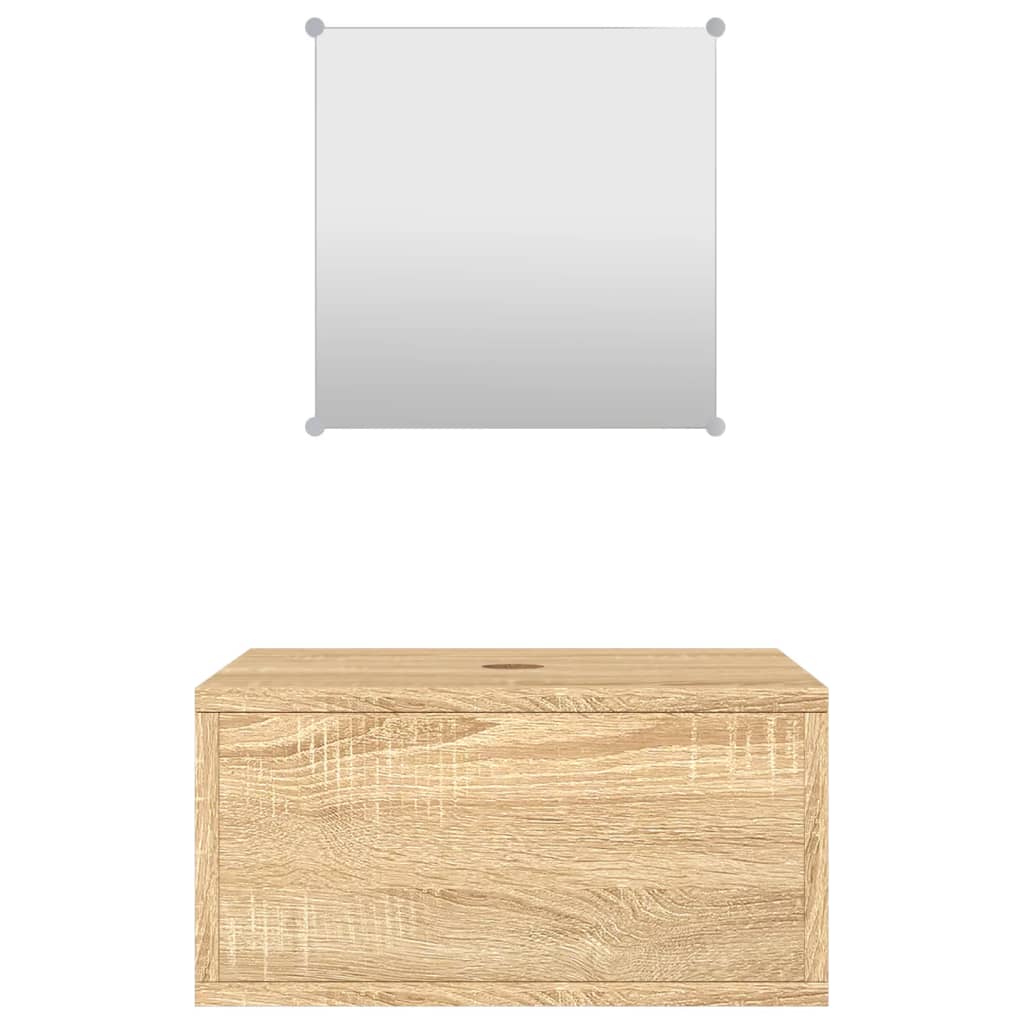 vidaXL Bathroom Furniture Set | Oak | Engineered wood, Glass | Small