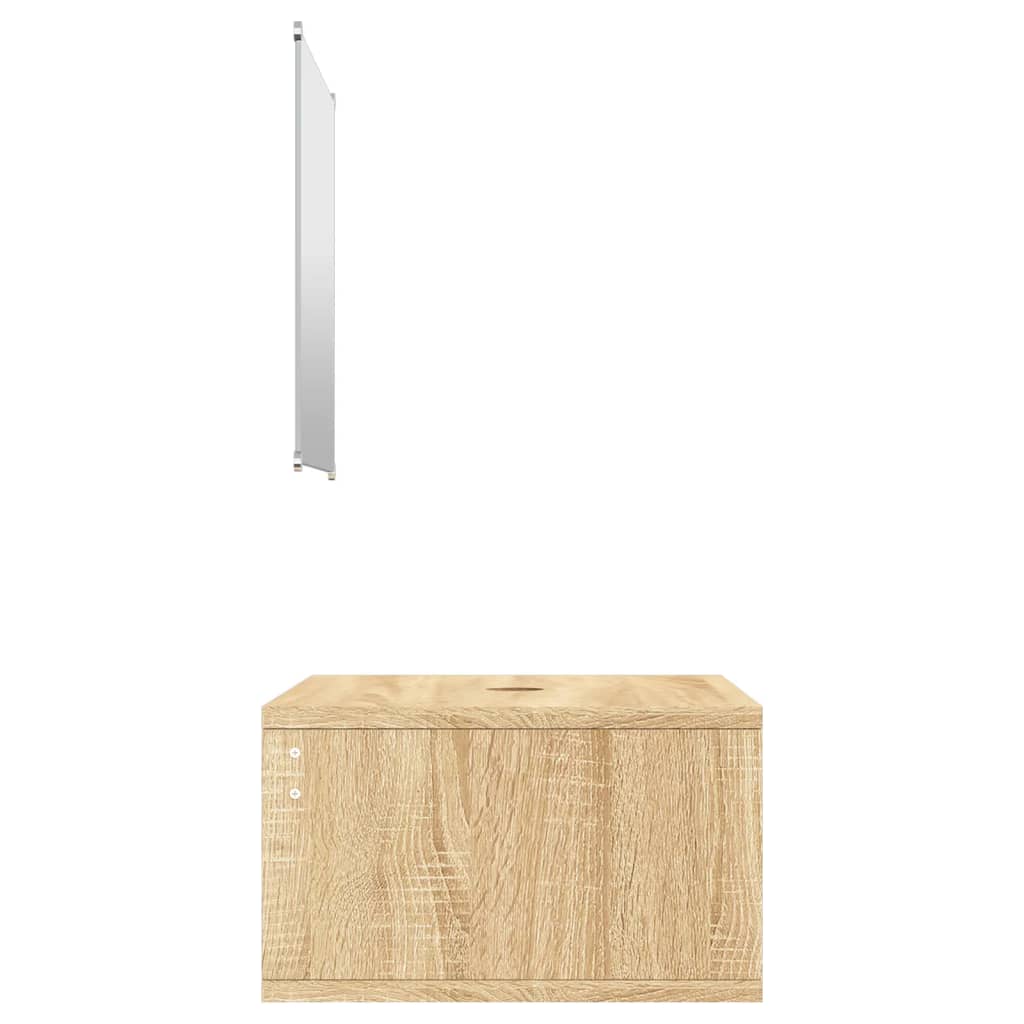 vidaXL Bathroom Furniture Set | Oak | Engineered wood, Glass | Small