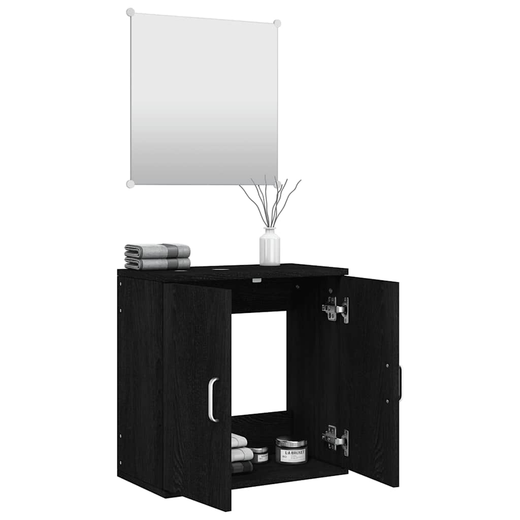 vidaXL 2 Piece Bathroom Furniture Set Black Engineered Wood