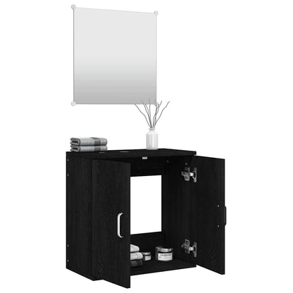 vidaXL 2 Piece Bathroom Furniture Set Black Engineered Wood