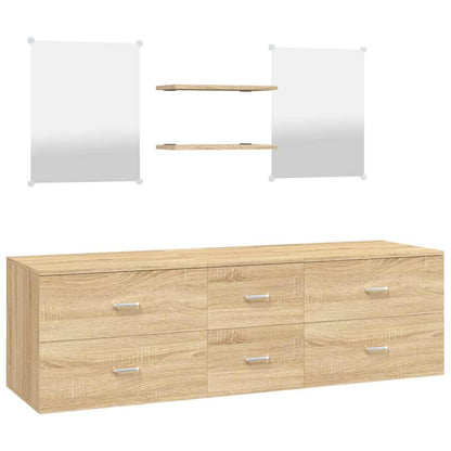 vidaXL 5 Piece Bathroom Furniture Set Oak Engineered Wood