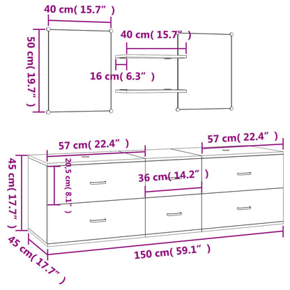 vidaXL 5 Piece Bathroom Furniture Set Oak Engineered Wood