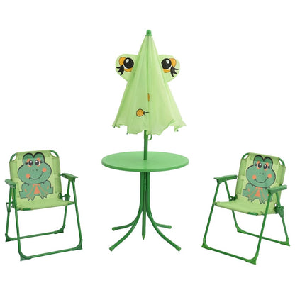 41843 vidaXL 3 Piece Kids'Garden Bistro Set with Parasol Green
