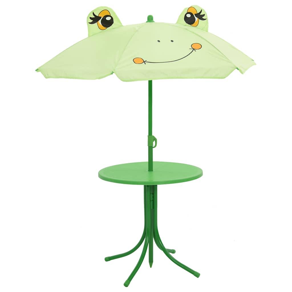 41843 vidaXL 3 Piece Kids'Garden Bistro Set with Parasol Green