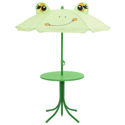 41843 vidaXL 3 Piece Kids'Garden Bistro Set with Parasol Green
