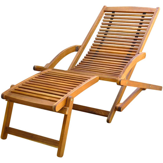vidaXL Deck Chair | Light brown | Acacia wood | Standard |  Foldable