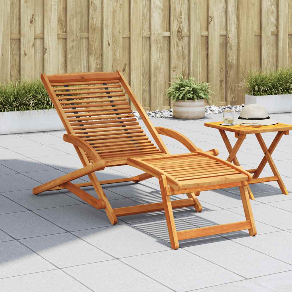 vidaXL Deck Chair | Light brown | Acacia wood | Standard |  Foldable