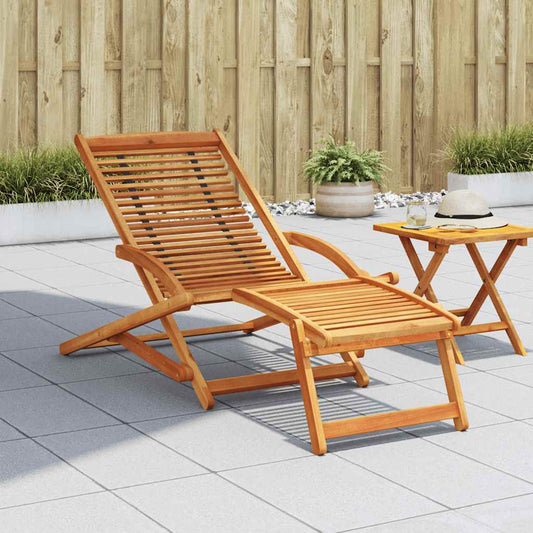 vidaXL Deck Chair | Light brown | Acacia wood | Standard |  Foldable
