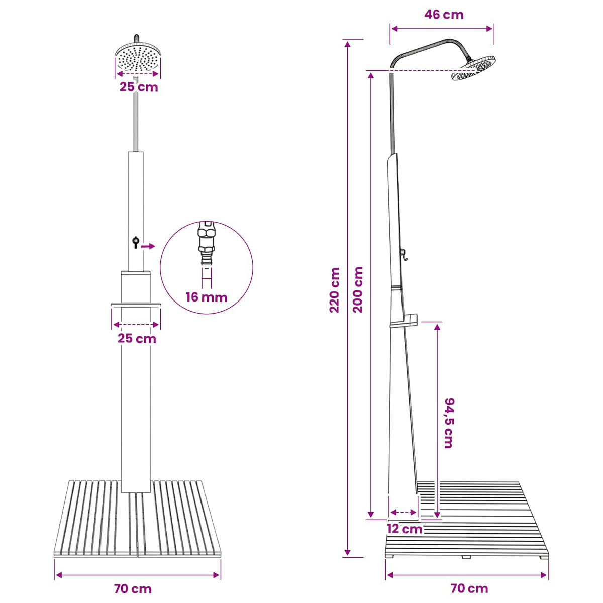 vidaXL Outdoor Shower Eucalyptus Wood and Steel