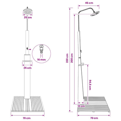 vidaXL Outdoor Shower Eucalyptus Wood and Steel
