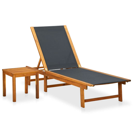 vidaXL Sun Lounger | Light brown | Acacia wood | Large | Multi-Position Backrest
