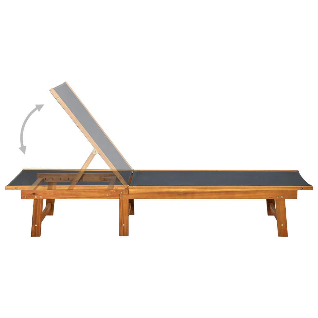 vidaXL Sun Lounger | Light brown | Acacia wood | Large | Multi-Position Backrest