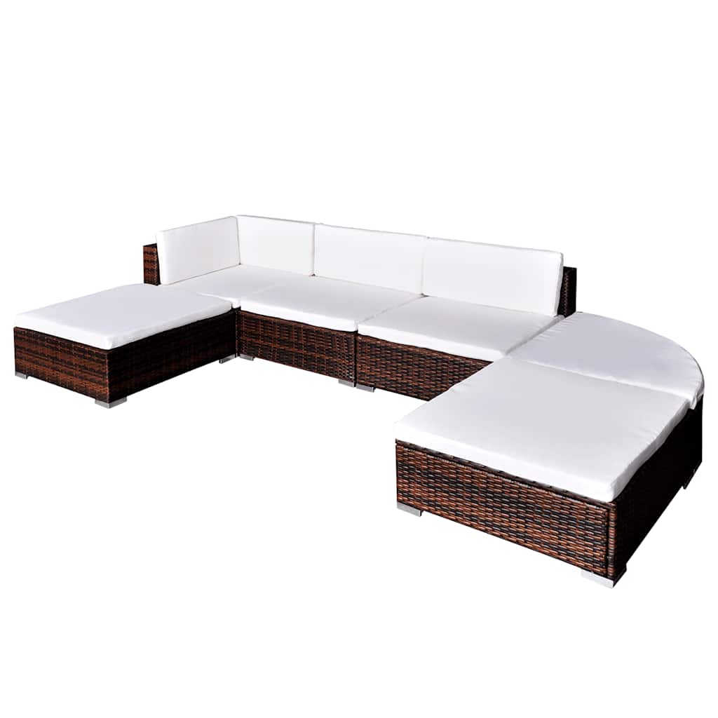vidaXL Garden Sofa | Brown, Cream White | PE Rattan, Powder-Coated Steel
