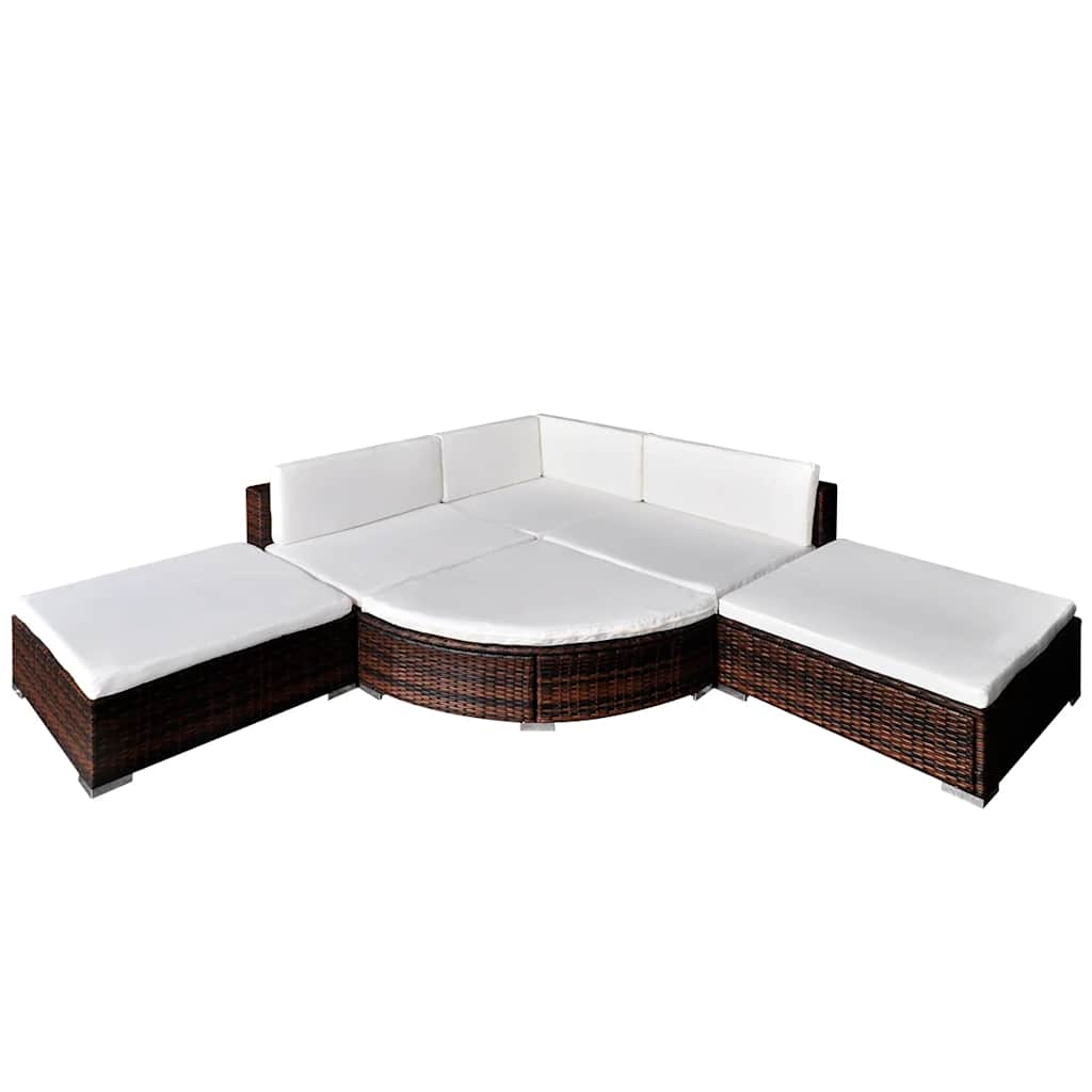 vidaXL Garden Sofa | Brown, Cream White | PE Rattan, Powder-Coated Steel