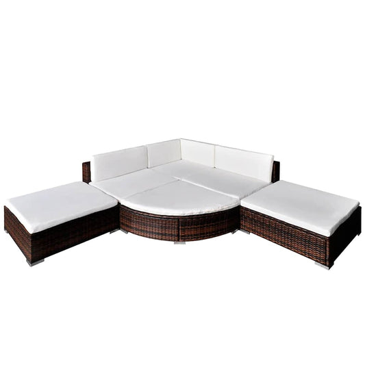 vidaXL Garden Sofa | Brown, Cream White | PE Rattan, Powder-Coated Steel
